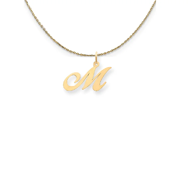 Blended texture necklace-14k Yellow Gold Small Fancy Script Initial M Necklace