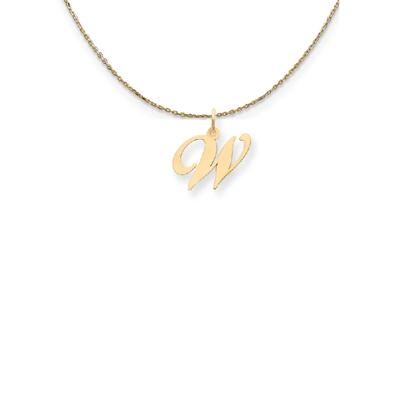 Onyx tip necklace-14k Yellow Gold Small Fancy Script Initial W Necklace