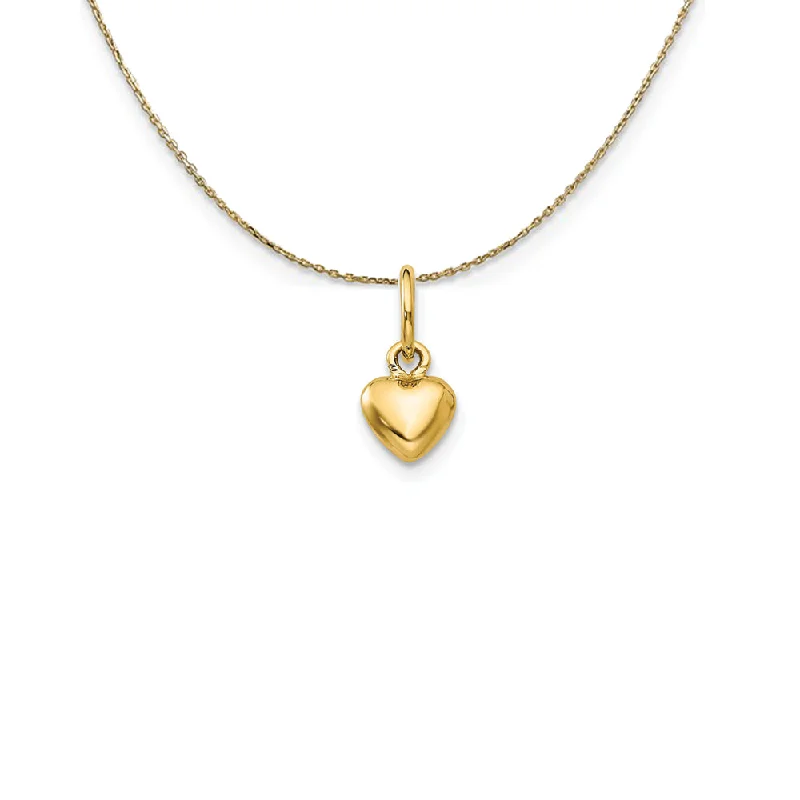 14k Yellow Gold Tiny Puffed Heart (5mm) Necklace