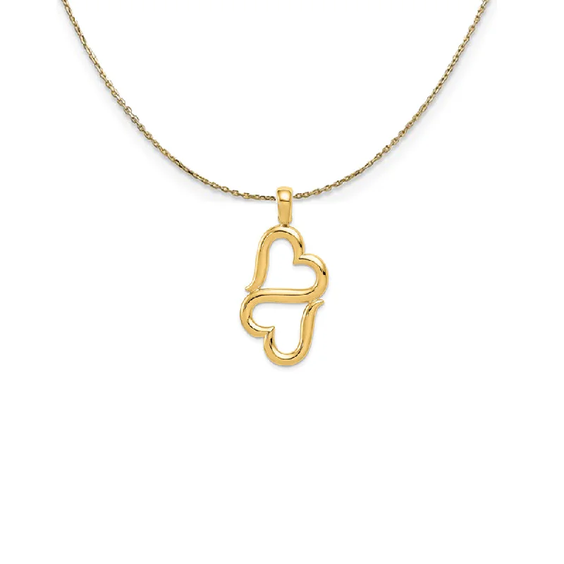 14k Yellow Gold Two Hearts Combined Necklace