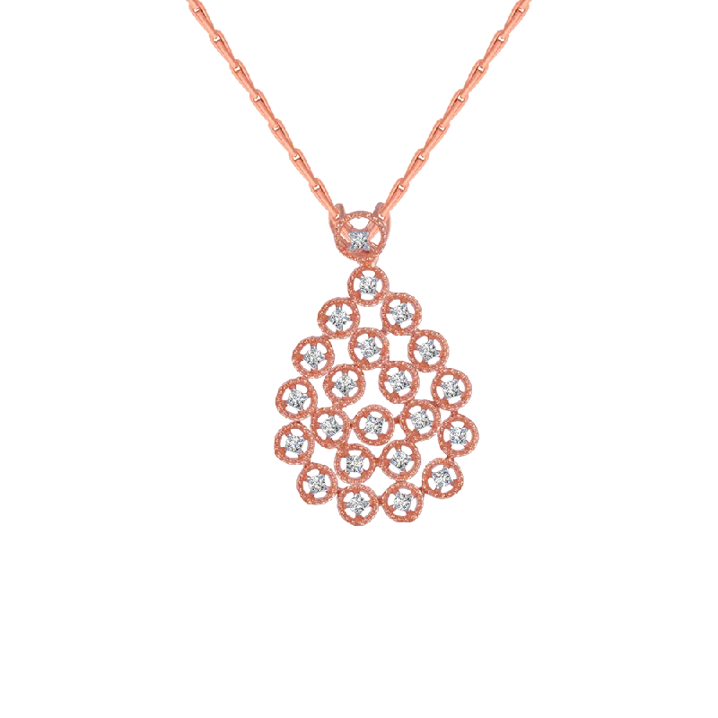 Smooth edge necklace-14KT (585) Rose Gold And Solitaire Pendant For Women