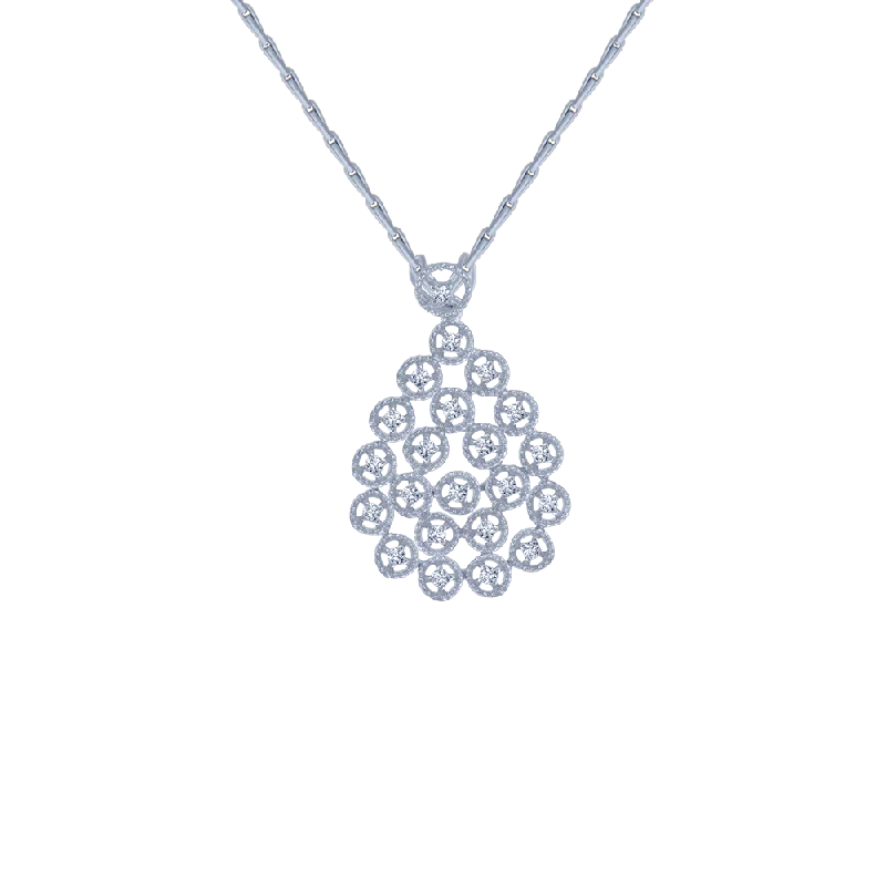 Rippled chain necklace-14KT (585) White Gold And Solitaire Pendant For Women