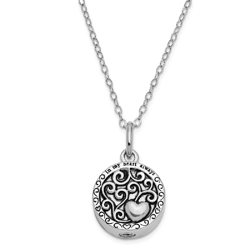 Antiqued Sterling Silver In My Heart Always Ash Holder Necklace, 18 in