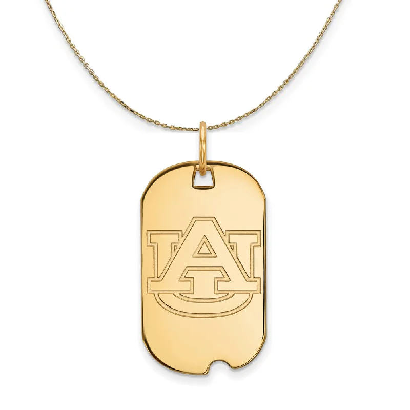 14k Yellow Gold Auburn U Dog Tag Necklace