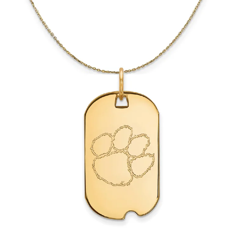 Fog bead necklace-14k Yellow Gold Clemson U Dog Tag Necklace