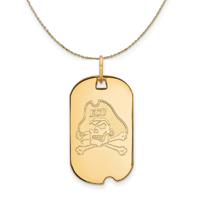 14k Yellow Gold East Carolina U Dog Tag Necklace