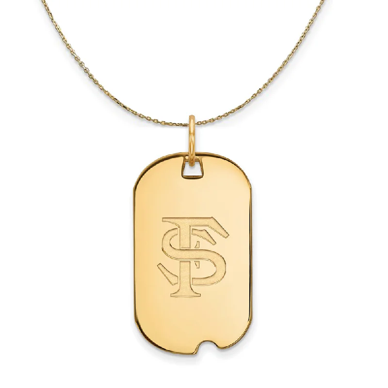 14k Yellow Gold Florida State Dog Tag Necklace