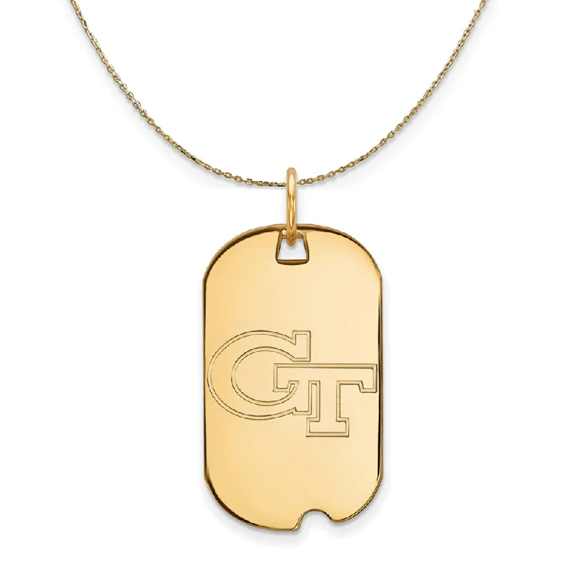 14k Yellow Gold Georgia Technology Dog Tag Necklace