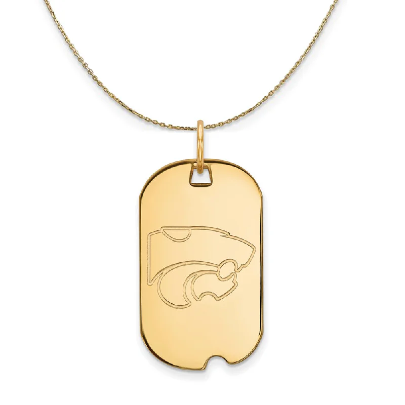 Glossy gem necklace-14k Yellow Gold Kansas State Dog Tag Necklace