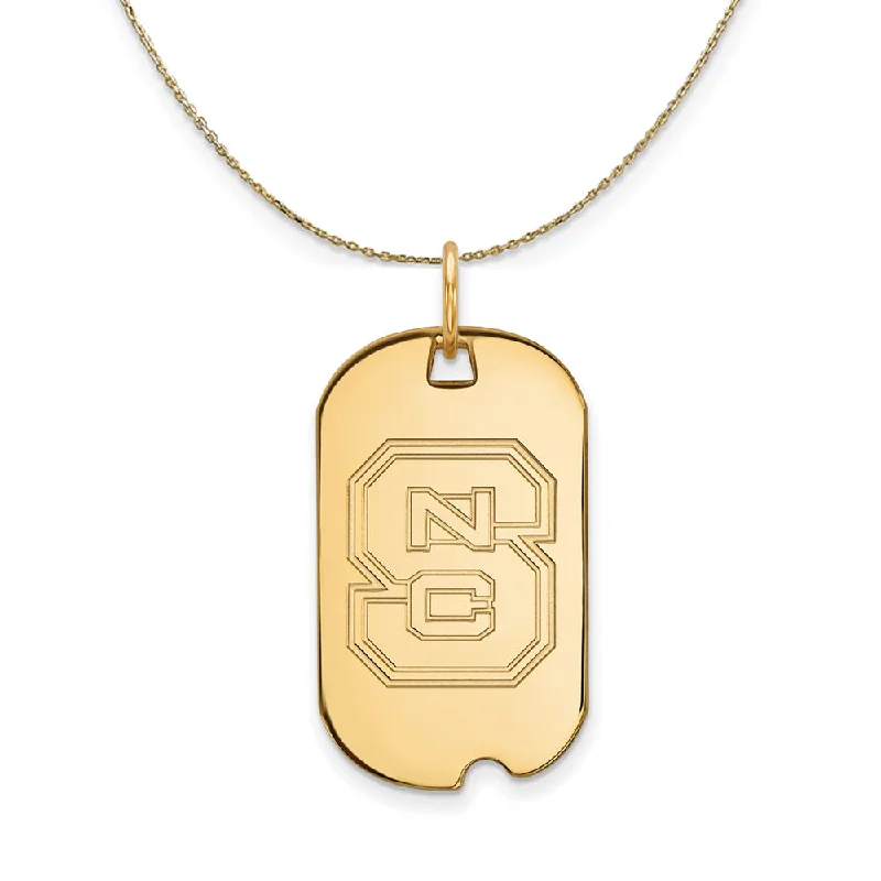 14k Yellow Gold North Carolina 'NCS' Dog Tag Necklace