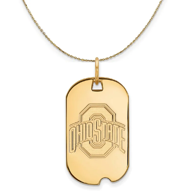 Twin stone necklace-14k Yellow Gold Ohio State Dog Tag Necklace