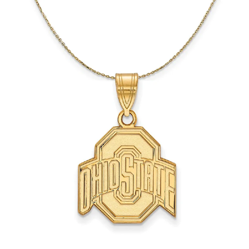 14k Yellow Gold Ohio State Medium Logo Necklace