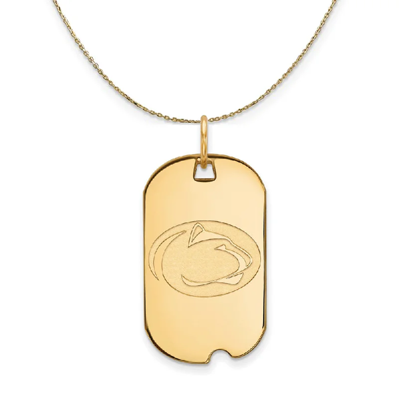 14k Yellow Gold Penn State Dog Tag Necklace