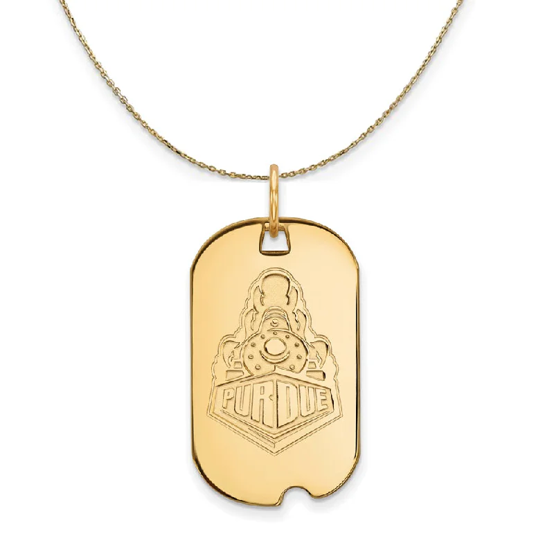 Lily cluster necklace-14k Yellow Gold Purdue Logo Dog Tag Necklace