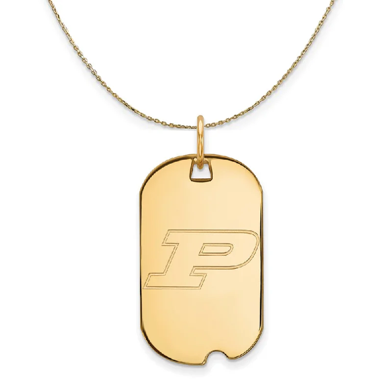 Chia bud necklace-14k Yellow Gold Purdue Initial P Dog Tag Necklace