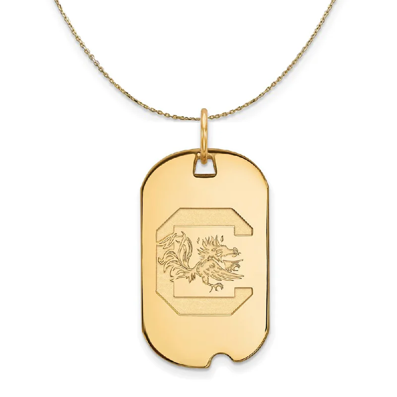 Copper forged necklace-14k Yellow Gold South Carolina Dog Tag Necklace