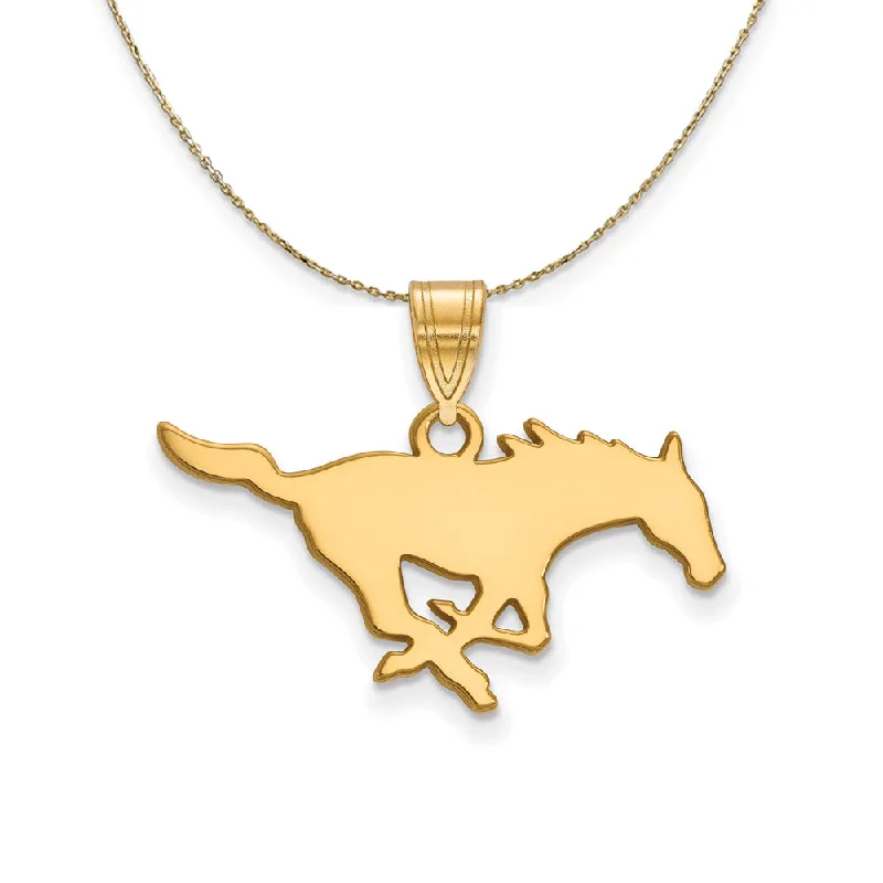 14k Yellow Gold Southern Methodist U. Medium Necklace