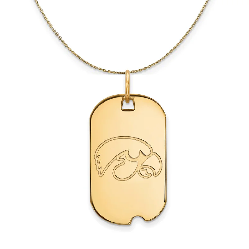 14k Yellow Gold U. of Iowa Dog Tag Necklace