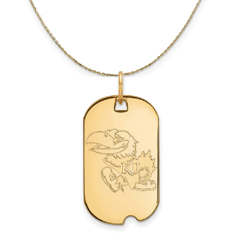 Glossy gem necklace-14k Yellow Gold U. of Kansas Dog Tag Necklace