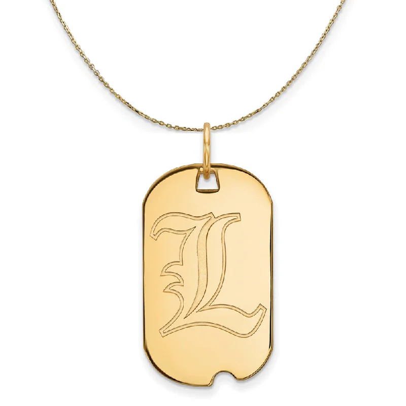 14k Yellow Gold U. of Louisville Dog Tag Necklace