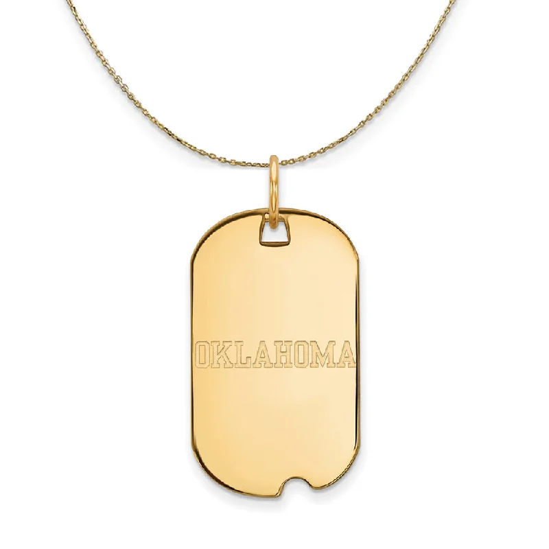 Reclaimed relic necklace-14k Yellow Gold U. of Oklahoma Dog Tag Necklace