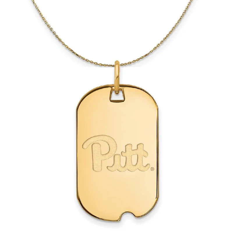 14k Yellow Gold U. of Pittsburgh Dog Tag Necklace