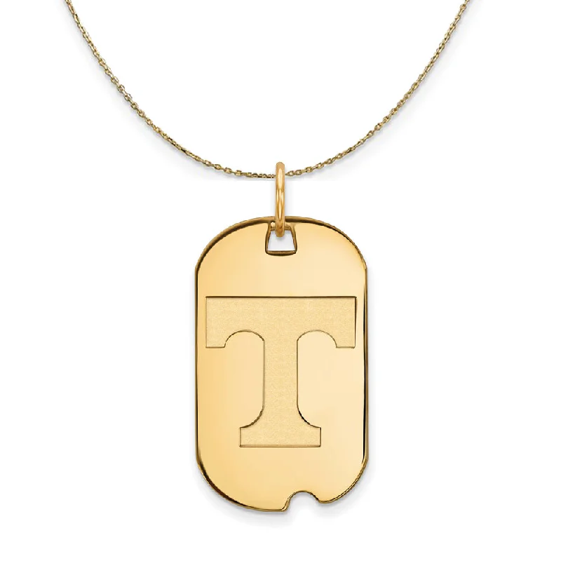 14k Yellow Gold U. of Tennessee Initial T Dog Tag Necklace