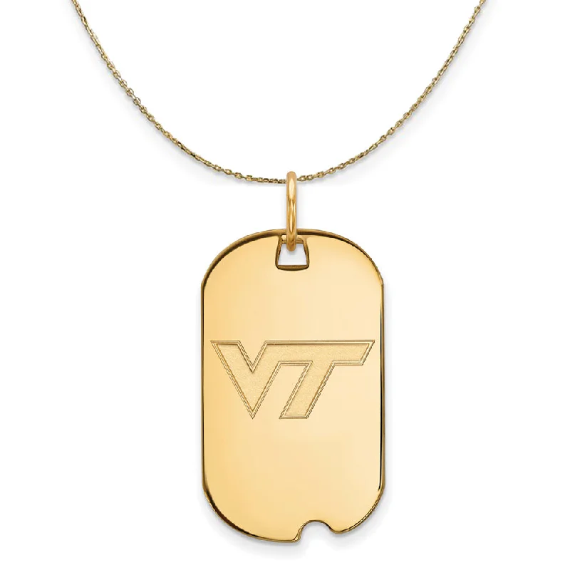 14k Yellow Gold Virginia Tech Dog Tag Necklace