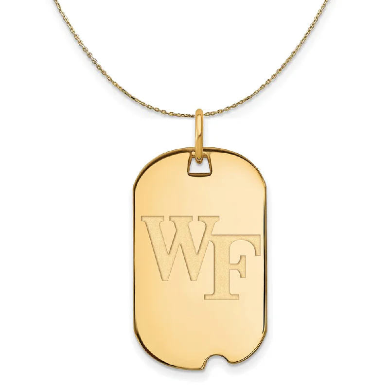 14k Yellow Gold Wake Forest U. Dog Tag Necklace