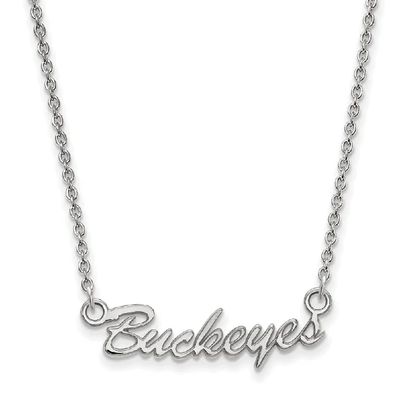 Sterling Silver Ohio State Small Script Pendant Necklace