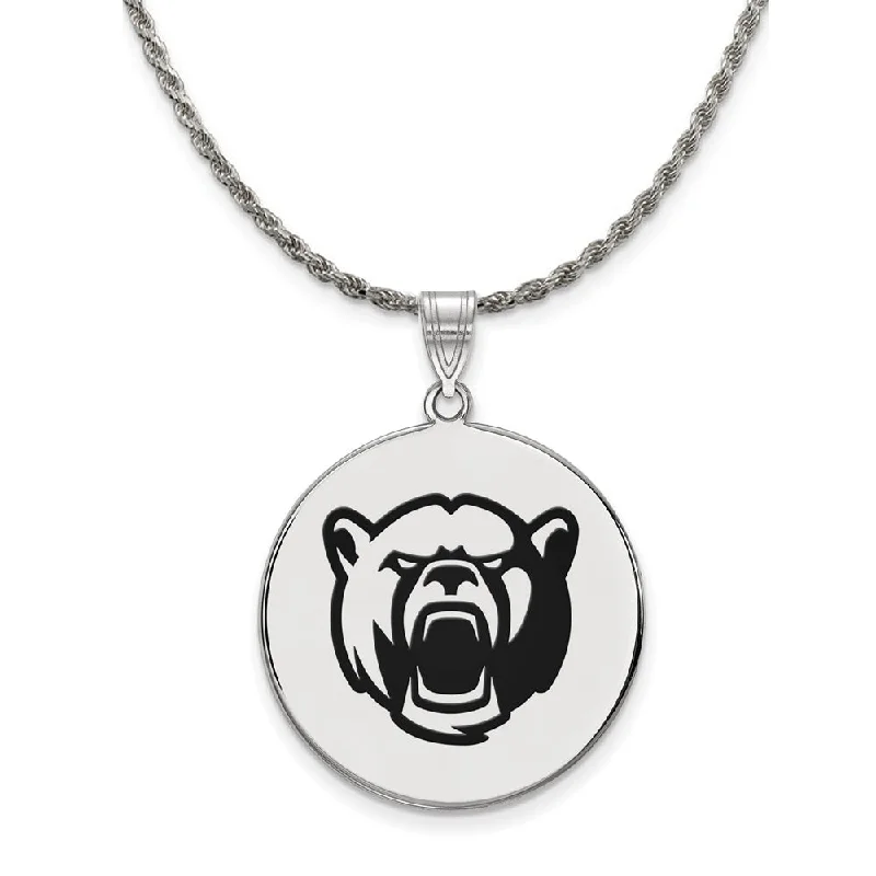 Sterling Silver Baylor U Large Enamel Disc Pendant Necklace