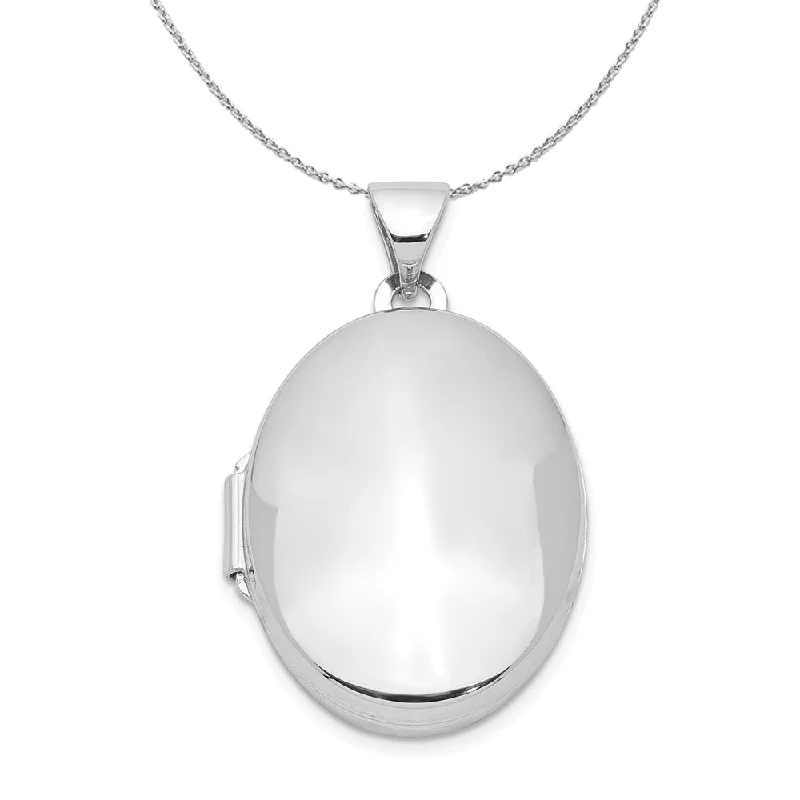 Sterling Silver 21mm Polished Oval Locket Necklace