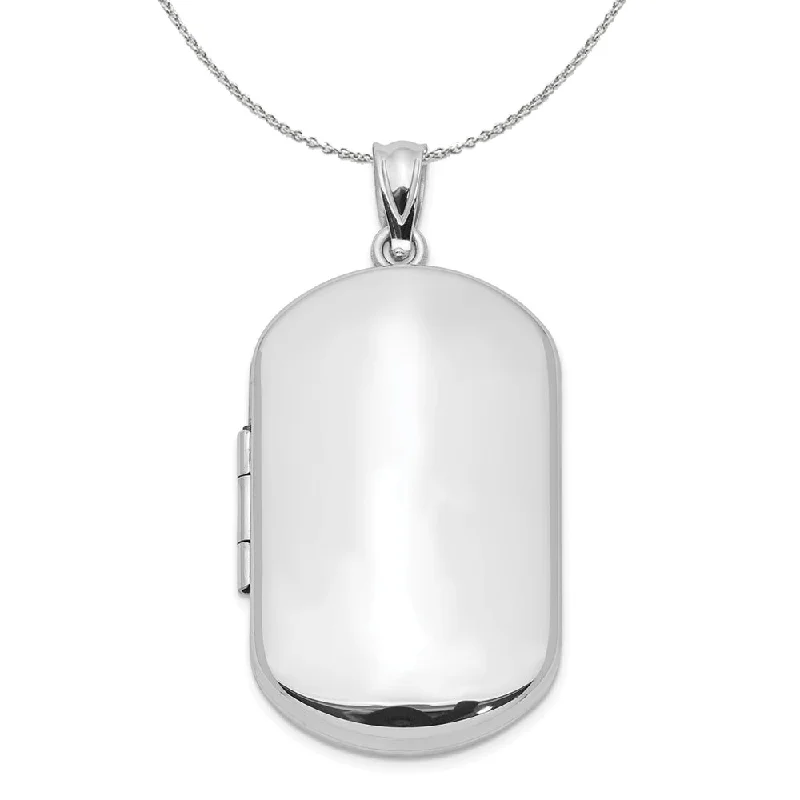 Quartz fleck necklace-Sterling Silver 30mm Polished Rectangular Locket Necklace