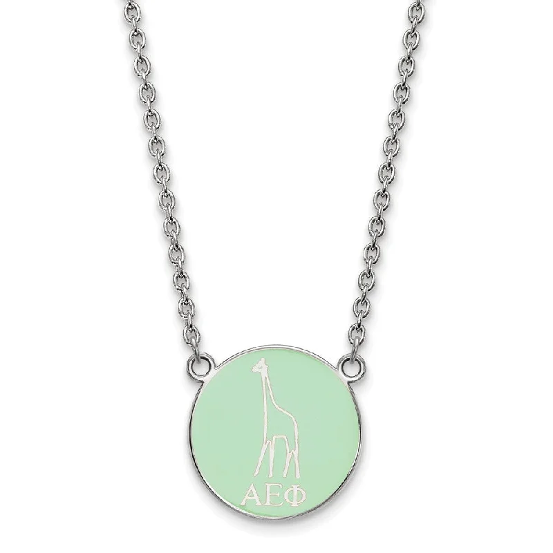 Coiled sprig necklace-Sterling Silver Alpha Epsilon Phi Small Enamel Necklace