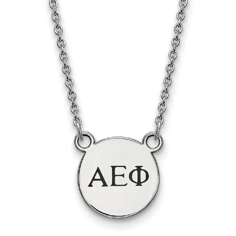 Tilted stone necklace-Sterling Silver Alpha Epsilon Phi XS (Tiny) Enamel Greek Necklace