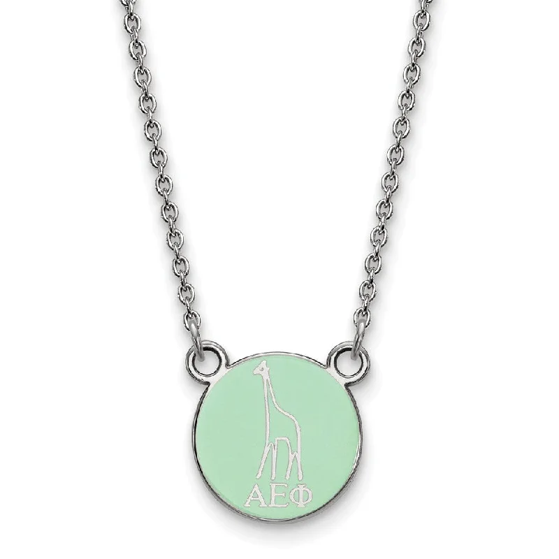 Sterling Silver Alpha Epsilon Phi XS (Tiny) Enamel Mascot Necklace