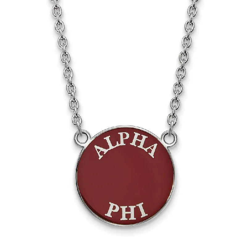 Tidal ripple necklace-Sterling Silver Alpha Phi Large Enamel Disc Necklace