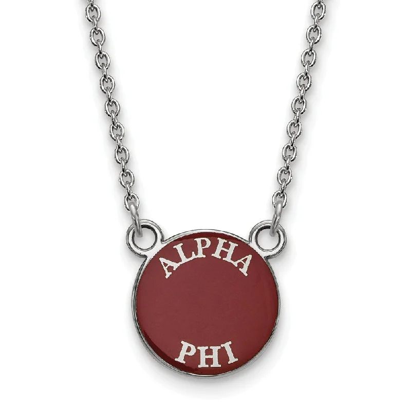 Sterling Silver Alpha Phi Small Enamel Disc Necklace