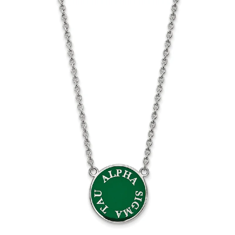 Twin stone necklace-Sterling Silver Alpha Sigma Tau Large Enamel Disc Necklace