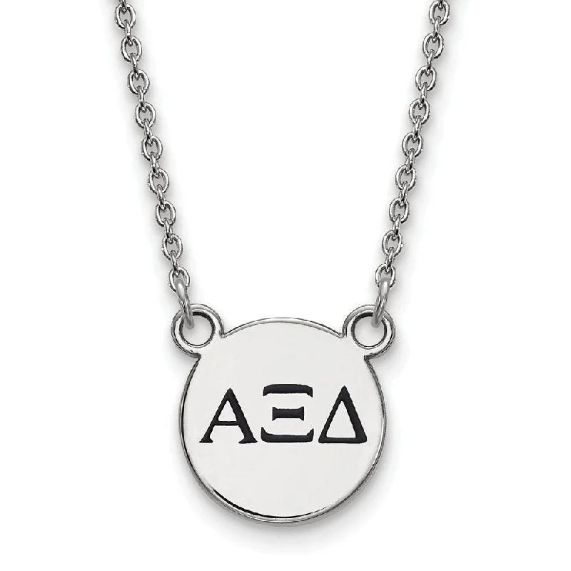 Sterling Silver Alpha Xi Delta Small Enamel Greek Letters Necklace