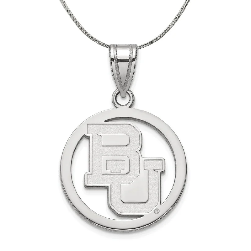 Willow twig necklace-Sterling Silver Baylor U Large Logo Circle Pendant Necklace