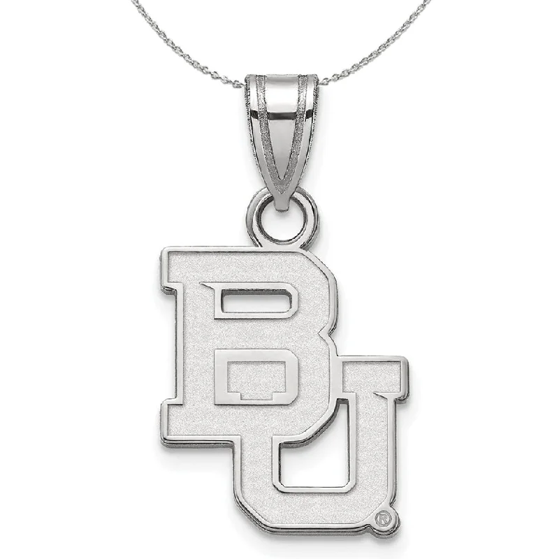 Ocean ridge necklace-Sterling Silver Baylor U Large Logo Pendant Necklace