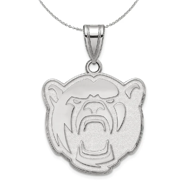 Sisal cord necklace-Sterling Silver Baylor U Medium Pendant Necklace