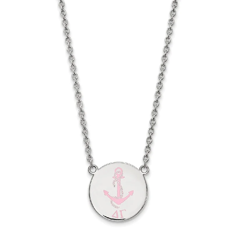 Sterling Silver Delta Gamma Large Enamel Necklace