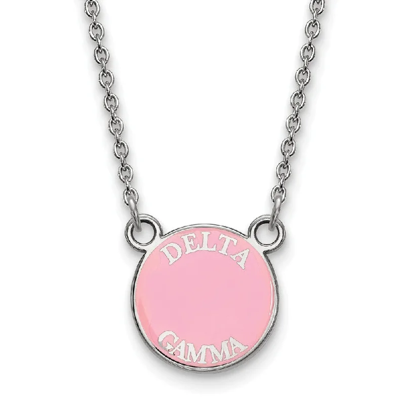 Sterling Silver Delta Gamma Small Enamel Disc Necklace