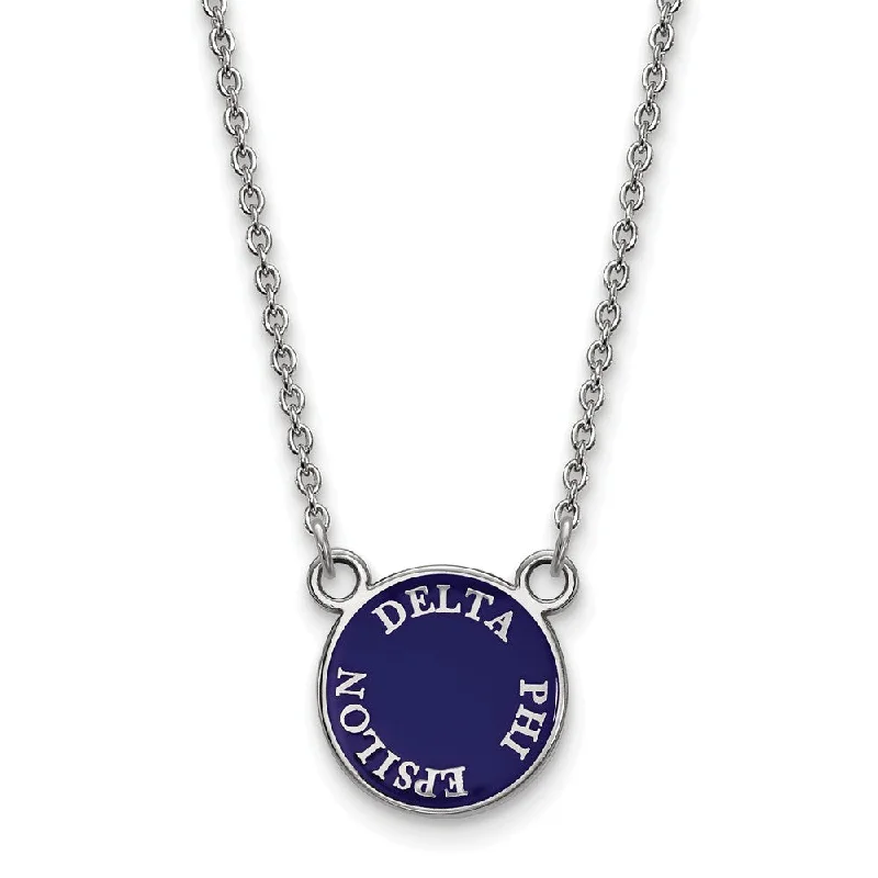 Crest ridge necklace-Sterling Silver Delta Phi Epsilon Small Enamel Disc Necklace