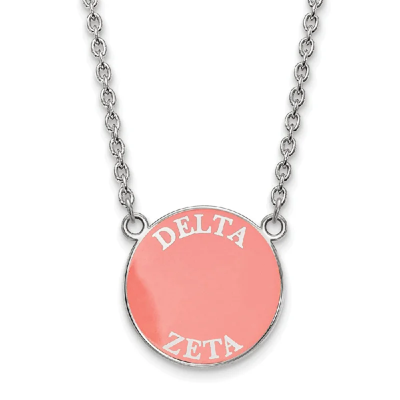 Tinted gem necklace-Sterling Silver Delta Zeta Large Enamel Disc Necklace