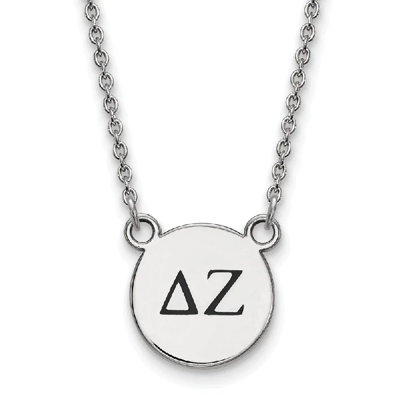 Sterling Silver Delta Zeta Small Enamel Greek Letters Necklace