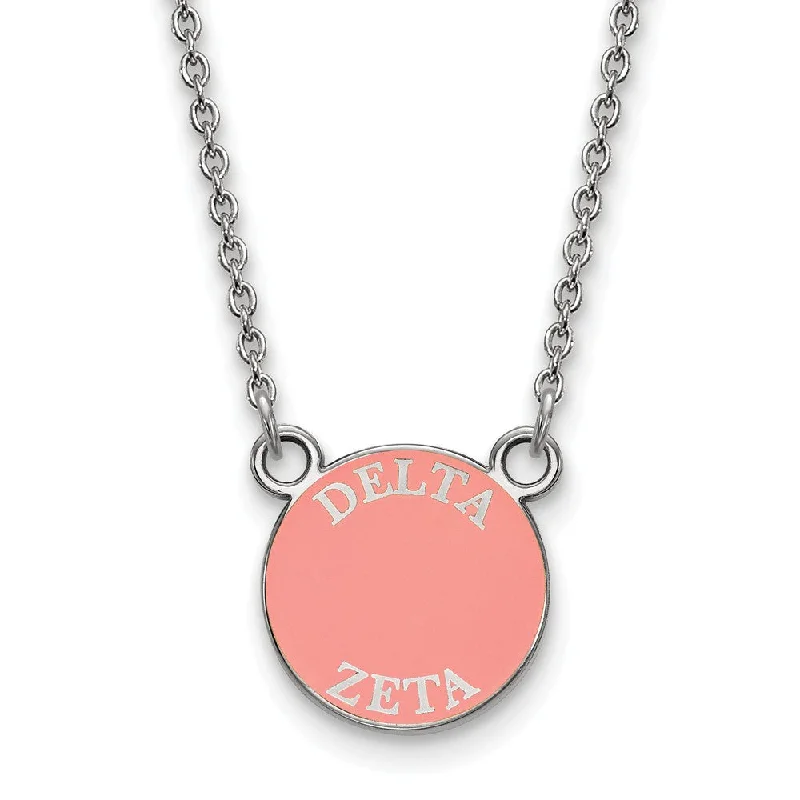 Sterling Silver Delta Zeta Small Enamel Disc Necklace