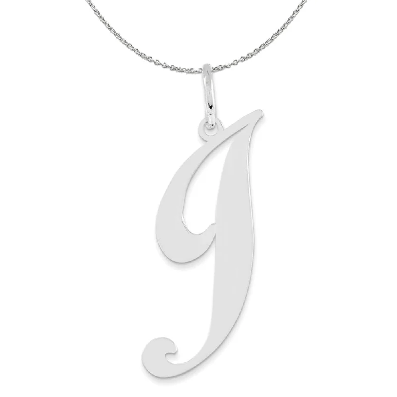 Subtle twist necklace-Sterling Silver, Ella Collection, LG Fancy Script Initial J Necklace